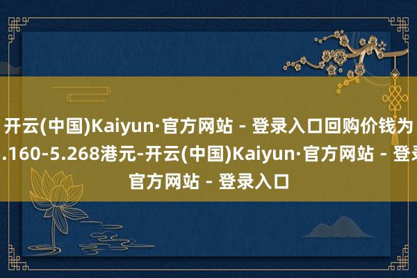 开云(中国)Kaiyun·官方网站 - 登录入口回购价钱为每股5.160-5.268港元-开云(中国)Kaiyun·官方网站 - 登录入口