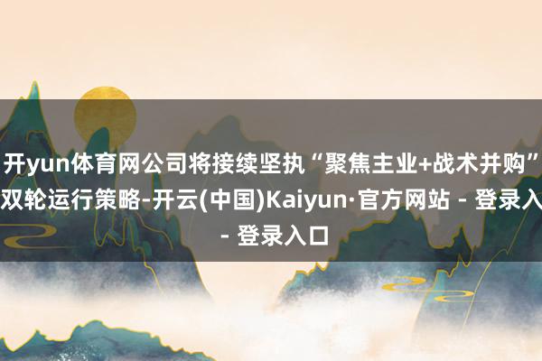开yun体育网公司将接续坚执“聚焦主业+战术并购”的双轮运行策略-开云(中国)Kaiyun·官方网站 - 登录入口