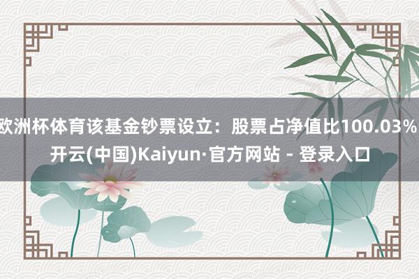 欧洲杯体育该基金钞票设立：股票占净值比100.03%-开云(中国)Kaiyun·官方网站 - 登录入口