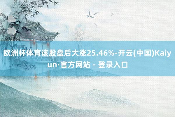 欧洲杯体育该股盘后大涨25.46%-开云(中国)Kaiyun·官方网站 - 登录入口