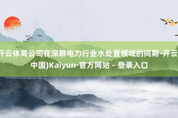 开云体育公司在深耕电力行业水处置领域的同期-开云(中国)Kaiyun·官方网站 - 登录入口