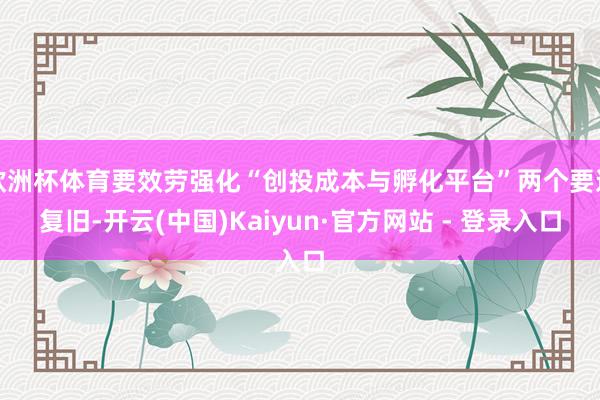 欧洲杯体育要效劳强化“创投成本与孵化平台”两个要道复旧-开云(中国)Kaiyun·官方网站 - 登录入口