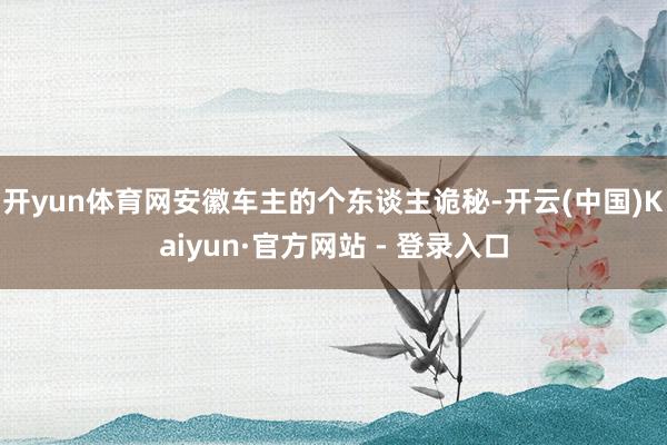 开yun体育网安徽车主的个东谈主诡秘-开云(中国)Kaiyun·官方网站 - 登录入口
